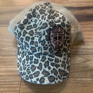 “Goalie Mom” leopard print hat